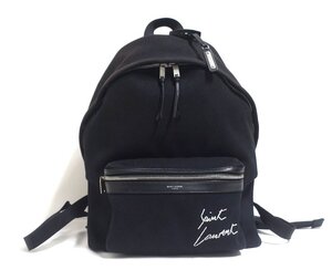 定価19.2万 美品 SAINT LAURENT PARIS サンローラン シティ バックパック 534968 ブラック キャンバス×レザー メンズ リュック バッグ