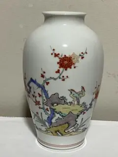 ♦染付 花鳥紋様 色絵磁器 花瓶 十二代 十三代 酒井田柿右衛門 人間国宝骨董品