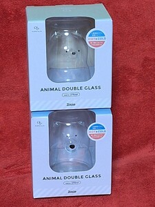 ☆アニマルグラス　いぬとくま☆ANIMAL DOUBLE GLASS　DOG BEAR