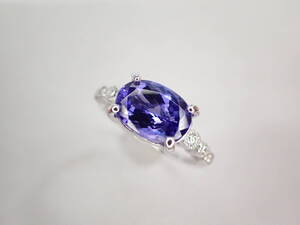 9/美品 K18(WG) タンザナイト2.309ct ダイヤ リング 指輪