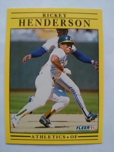 ★RICKEY HENDERSON FLEER 1991 MLB #10 リッキー・ヘンダーソン OAKLAND ATHLETICS オークランド・アスレチックス HOF 盗塁王