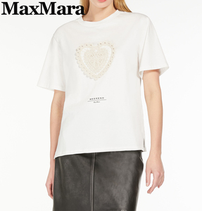 秋冬新作40%OFF　マックスマーラ　Max Mara　刺繍デザインＴシャツ　ホワイト　Lサイズ　【送料無料】