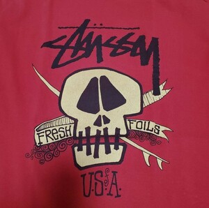 80s STUSSY 黒タグオールドステューシーTシャツ　スカルサーフ柄　L ヴィンテージ ジョーカー 8ボール　90s 00s supreme USA製