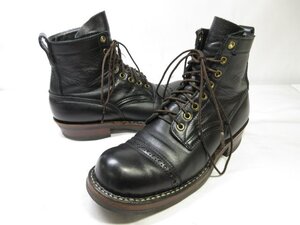 HH 美品 【ホワイツブーツ WHITE’S BOOTS】 レザー ブーツ パンチドキャップトゥ 紳士靴 (メンズ) size8.5 ブラック ■30MZA5810■