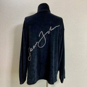 【KOHH着用類似】Sean John ショーンジョン ベロア トラックジャケット XXL ブラック系 黒 トラックトップ ジャージ 刺繍ロゴ 古着 00s y2k