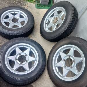 175/80R16バリ山バリ溝スタッドレス冬ブリヂストンBS日本製アルミホイールセットガリ傷なし塗装済み4本セットジムニー