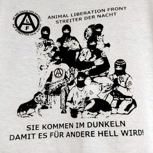 送込【Animal Liberation Front】動物解放戦線/ ALF / 夜のアイスライダー★ホワイト★S~XLサイズ