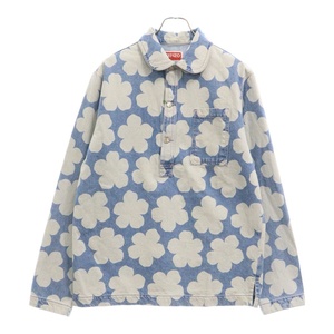 KENZO ケンゾー HANA DOTS DENIM OVERSHIRT フローラルプリント コットン デニム オーバ 長袖シャツ インディゴ FC65DC5039GP