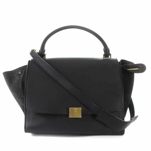 セリーヌ CELINE トラペーズ スモール ショルダーバッグ ハンドバッグ 2way レザー 紺 ネイビー /YI17 レディース