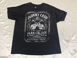 【送料無料 値下げ交渉歓迎】ジョニーキャッシュJohnnyCashマンインブラックMANINBLACK半袖Tシャツ XL ビッグロゴ グレー古着カントリーUSA