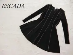 未使用　ESCADA　エスカーダ　ストレッチ　ニット　ワンピース　ブラック　S