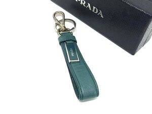 1円 PRADA プラダ サフィアーノレザー キーホルダー キーリング バッグチャーム レディース メンズ ブルー系 FJ4175