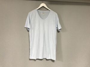 美品本物ピジャマクロージングPYJAMACLOTHINGコットンUネック半袖Tシャツメンズサーフアメカジミリタリービジネススーツモード青ブルーS