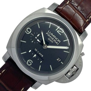 パネライ PANERAI ルミノール1950 10デイズGMT PAM00270 ブラック SS/革ベルト 腕時計 メンズ 中古