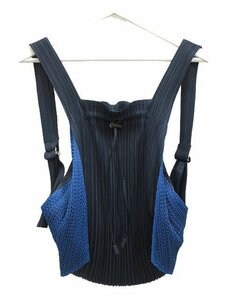 プリーツプリーズ PLEATS PLEASE 巾着 リュック メッシュ 切替 ネイビー 紺 バックパック バッグ イッセイミヤケ ISSEY MIYAKE 061924