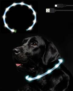  犬光る首輪 犬 首輪 光る 光る首輪 ライト 夜間 USB充電式 軽量 小型犬 中型犬 大型犬 ペット用品 視認距離400mで夜