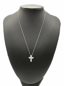 ■【YS-1】 美品 ■ ミキモト MIKIMOTO ネックレス ■ 十字架 クロスモチーフ 石付き 銀製 925 スターリングシルバー 【同梱可能商品】K■