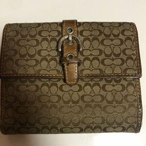 COACH コーチ　二つ折り財布 シグネチャー　ブラウン　レディース　ブランド コンパクトウォレット 財布