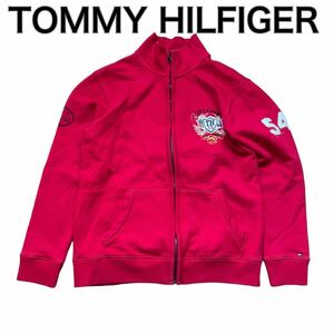 TOMMY HILFIGER トミートラックジャケット ジップ 赤 レッド L 刺繍