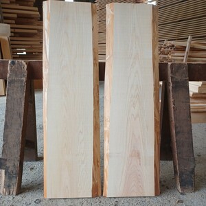 A-1761 　国産ひのき　耳付板　2枚セット　テーブル　棚板　看板　一枚板　無垢材　桧　檜　DIY