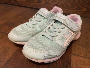 asics アシックス　レーザービーム　20cm エメラルドグリーン？　サックス？　マジックテープ