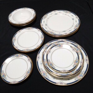 未使用　LENOX ABIGAILプレート4枚×4セット　元箱なし　レノックス　金縁 洋食器 ディナー　スープ　サラダ　バタープレート　花柄　