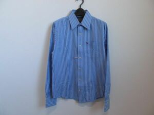 (58307)Abercrombie&Fitch　アバクロンビー&フィッチ　メンズ　ストライプ　コットン　長袖　シャツ　ブルー系　S　USED