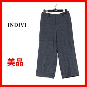 INDIVI　インディヴィ　ワイドパンツ　イージパンツ　千鳥柄　B931