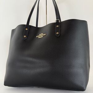 1円～【 新品同様 】 コーチ COACH トートバッグ ハンドバッグ ビジネスバッグ 大容量 肩掛け ブラック レザー A4可 メンズ レディース