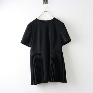 美品 2024SS フォクシーニューヨーク FOXEY NEW YORK 44418 Pleated Peplum Top ブラウス 38/ブラック プリーツ ペプラム【2400014232912】