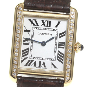 カルティエ CARTIER W1018755 タンクソロ SM K18YG/SS アフターダイヤ クォーツ レディース _816616