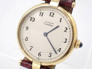 1円～☆Cartier カルティエ QZ レディース腕時計 マストヴァンドーム 925刻印 アイボリー文字盤 ラウンド 純正ベルト/N0916-73700