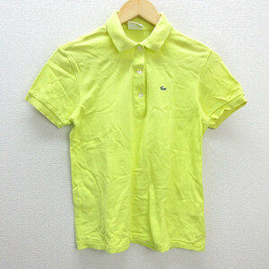 G■ラコステ/LACOSTE 半袖ポロシャツ/鹿の子【40】黄/LADIES/49【中古】■