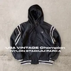 US古着チャンピオンChampionナイロンスタジャンパーカーメンズXXL 黒