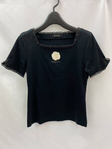 USED S INGEBORG 半袖 フリル カットソー 黒 ブラック カメリア Tシャツ トップス インゲボルグ