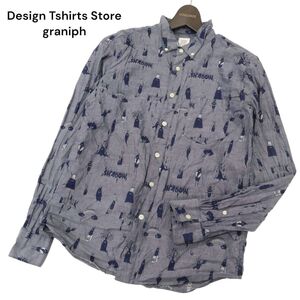 Design Tshirts Store graniph グラニフ 通年 ビューティフルシャドー 総柄★ 長袖 ボタンダウン シャツ Sz.S　メンズ　C4T02057_3#C