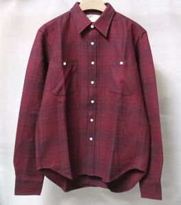 17AW CANTATE カンタータ 17AWCA066 Day and Night Check Shirt コットンフランネル チェック シャツ 44 BORDEAUX