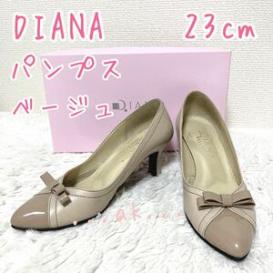 DIANA パンプス ベージュ リボン 23cm ダイアナ WELL FIT