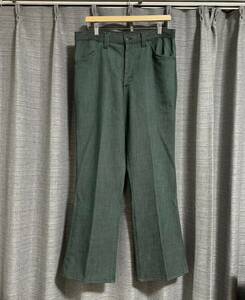 70s Sears USA製 ポリエステルパンツ usa vintage グリーン スラックス パンツ ヴィンテージ スタプレ フレア ブーツカット W86cm