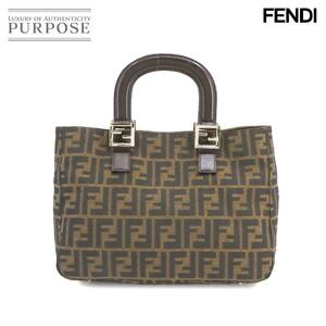 フェンディ FENDI ズッカ柄 トート バッグ キャンバス レザー ブラウン ブラック 26329 シルバー 金具 Zucca Tote Bag 90233875