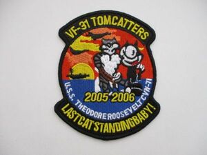 【送料無料】アメリカ海軍VF-31トムキャットTOMCATTERSパッチ 2005-2006 LAST CAT STANDING BABYパッチ刺繍F-14ワッペン/USN米軍NAVY M45