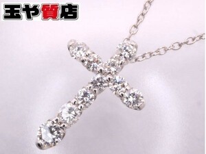 ポンテヴェキオ 美品 Ponte Vecchio ダイヤ0.50ct クロス 十字架 ネックレス K18WG