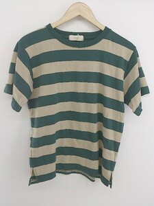 ◇ B:MING by BEAMS ボーダー 半袖 Tシャツ カットソー ライトベージュ グリーン レディース P