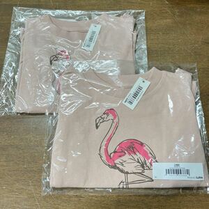 新品 [ルック バイ ビームス ミニ] Tシャツ フラミンゴプリント ガールズ 2枚セット ピンク LOOK by BEAMS mini (e