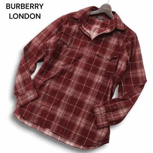 BURBERRY LONDON バーバリー ロンドン 秋冬★ 長袖 コーデュロイ ワーク チェック シャツ Sz.LL　メンズ 日本製 大きい　I4T03561_A#B