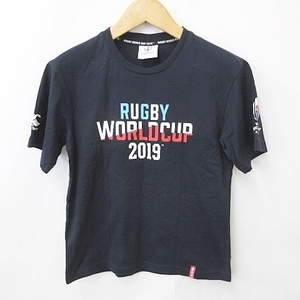 ラグビーワールドカップ Rugby World Cup Tシャツ 半袖 丸首 ロゴ 文字 プリント 綿 紺 ネイビー M メンズ