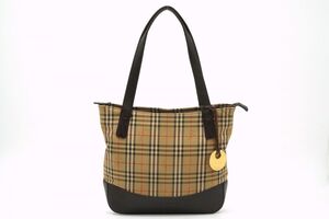 1円〜 バーバリー ノバチェック セミ ショルダー ハンドバッグ トート シャドーホース キャンバス ベージュ Burberry 0818h