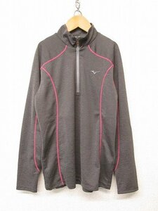 I3118：ミズノ mizuno ドライベクター 長袖シャツ M ハーフジップシャツ アウトドアウェア/登山 レディース 灰グレー