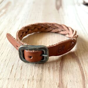 美品 IL BISONTE Leather Mesh Bracelet イルビゾンテ レザーメッシュブレスレット バッファロー刻印 MADE IN ITALY イタリア製 ベネチア