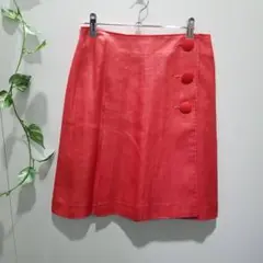 エムドゥ ラップスカート ミニスカート 裏地あり ビビットカラー 飾りボタン 赤